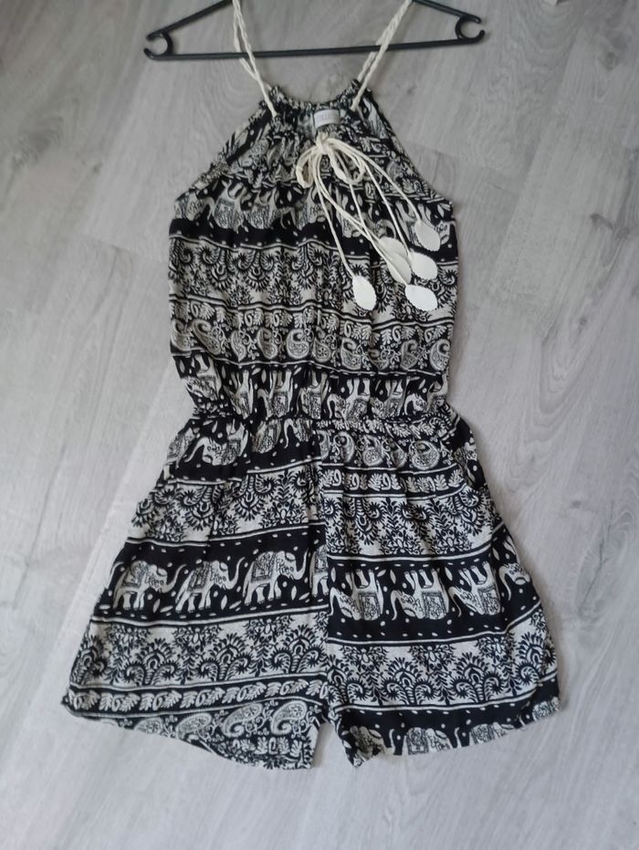 Combishort noir imprimé éléphant S/M