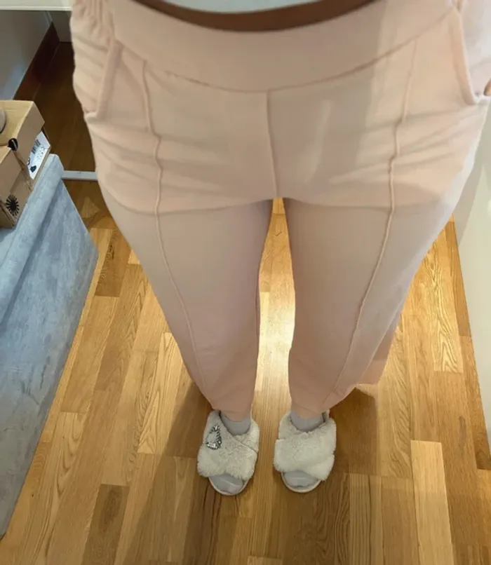 Pantalon droit, rose claire, Bershka, XS - photo numéro 3