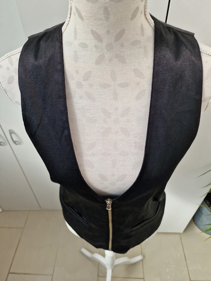 Gilets De Costume Noir Avec Zip - photo numéro 2
