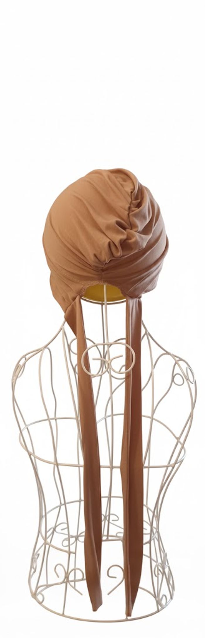 Turban Bonnet Élégant Nude / Beige Rosé - 100% Viscose - Tie Back - photo numéro 4