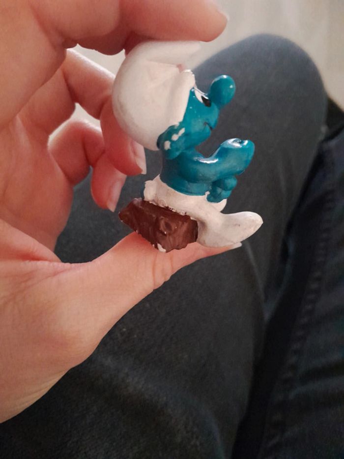 Magnifique figurine ancienne stroumpf pêcheur - photo numéro 7