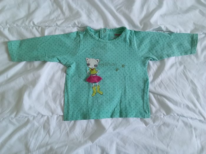 T-shirt ML turquoise 6 mois - photo numéro 1