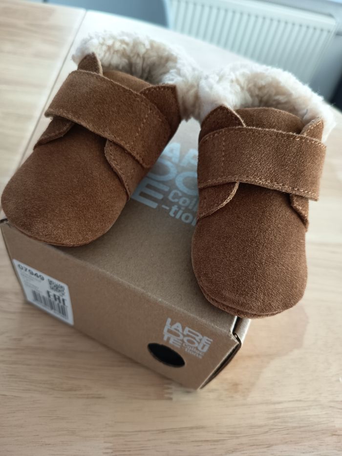 Chaussons en cuir suédois cherpa marron - photo numéro 2