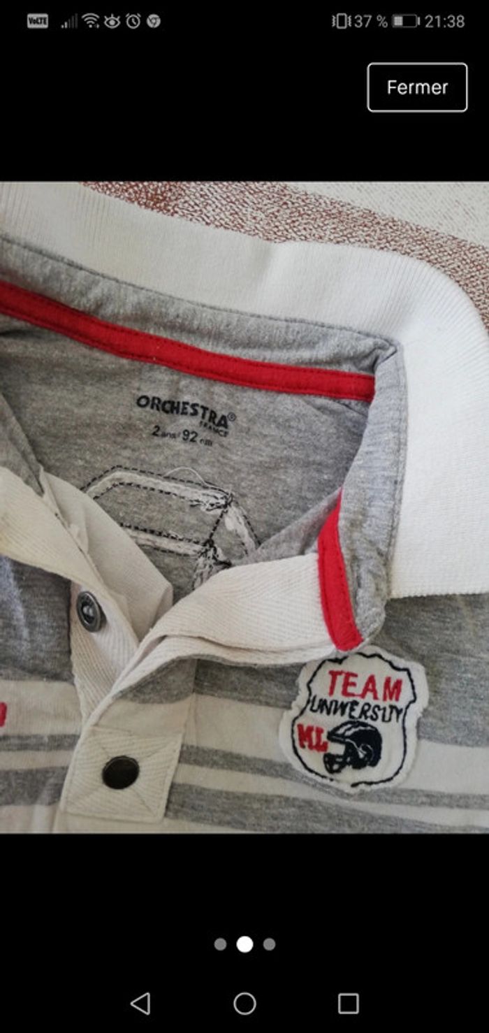 Polo 2 ans gris manches courtes orchestra - photo numéro 2