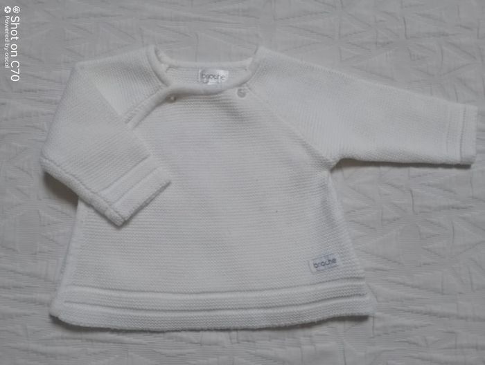 Brioche gilet maille blanc mixte brassière 1 mois