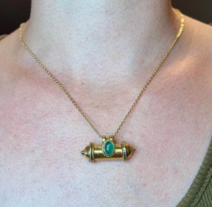 Collier amulette Indienne - Boîte à voeux Onyx vert - photo numéro 5