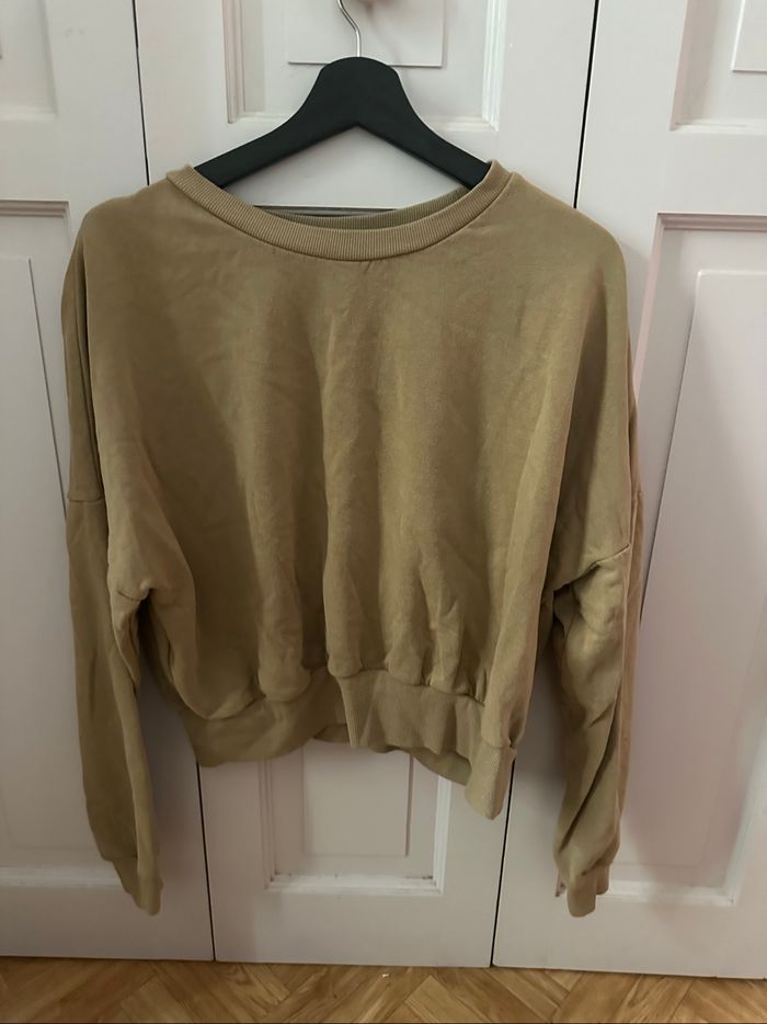 Sweat beige molletonné court camaïeu