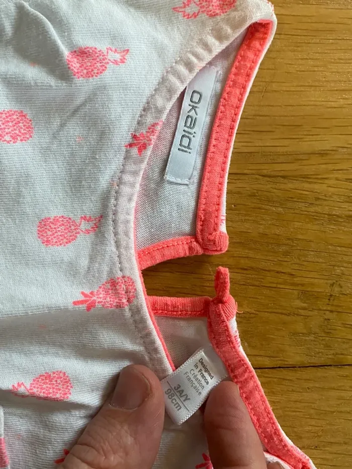 Robe manche courte blanche et rose - photo numéro 2