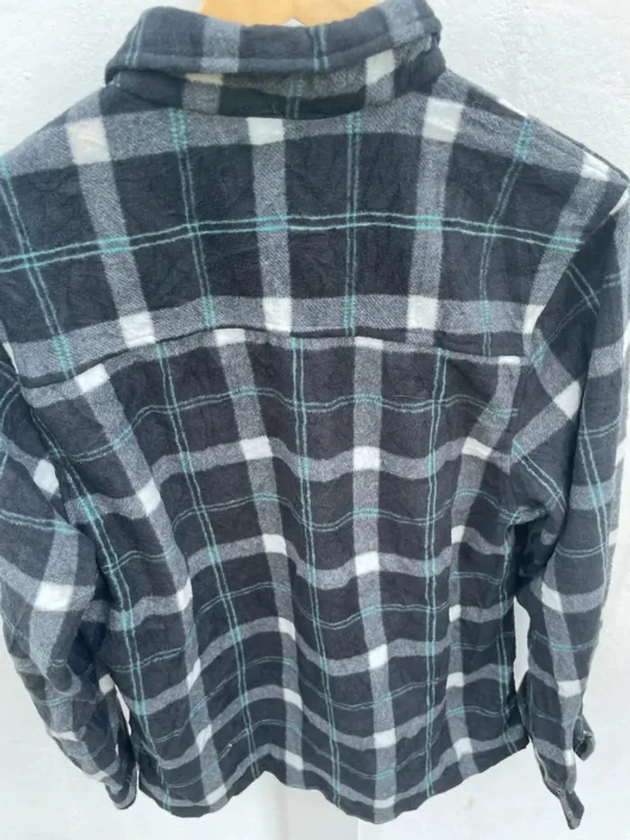 Stillwater Lumberjack Flannel Plaid Polaire shirt chemise grey black blue white Mens XL - photo numéro 9