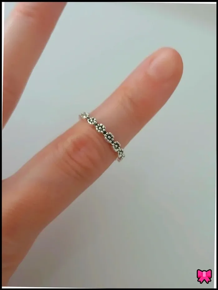 Bague fleur en acier inoxydable - photo numéro 2