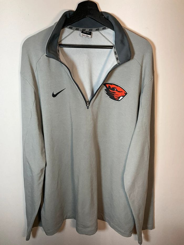Sweat long fin 1/4zip pour homme Nike Oregon State Beavers gris taille XXL 102 - photo numéro 2