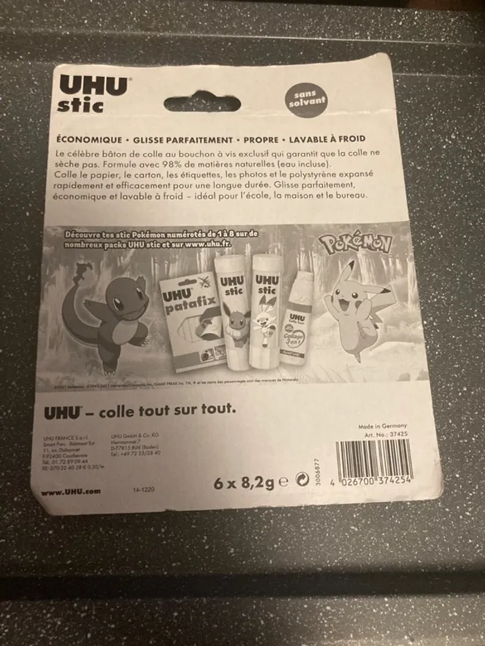 6 tubes de colle UHU 8,2 g - Pokémon - photo numéro 2