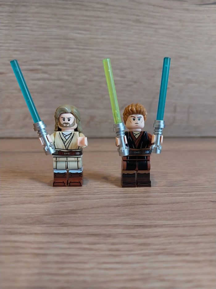 Figurines type lego custom Jedi Obiwan et Anakin Skywalker star wars