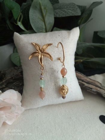 Boucles d'oreilles bohèmes asymétriques pierres naturelles