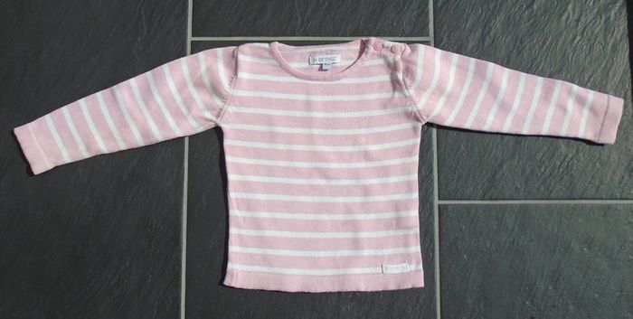 Marinière fille rose et blanche 18 mois