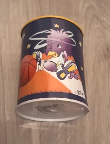 vintage pot à crayons  stylos en métal 11 cm de haut et 8,5 cm de diamètre mivat dessins oiseau