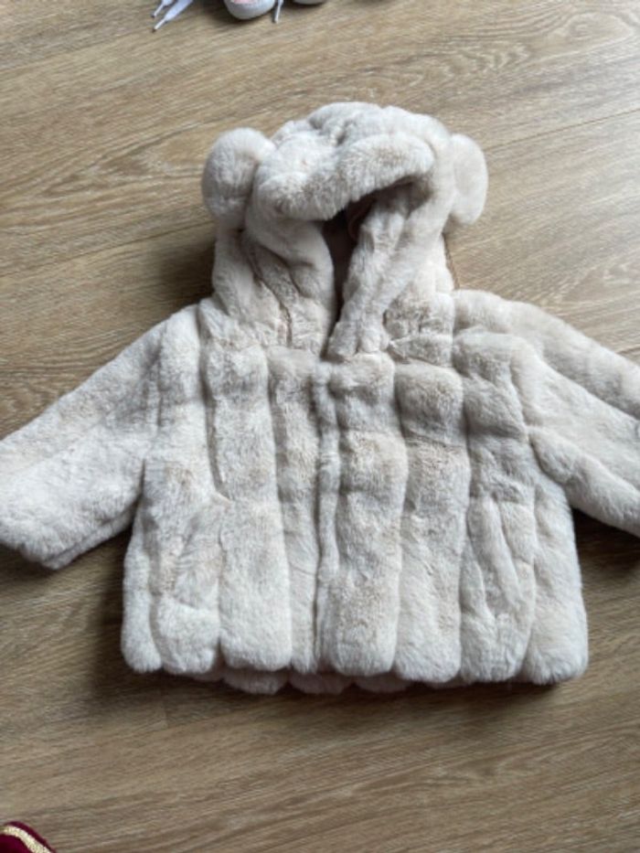 Manteau fourrure beige