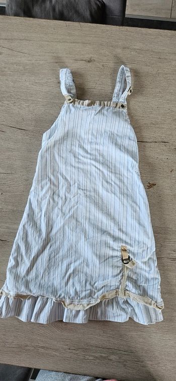 Robe courte à bretelle, blanche à lignes, Jean Bourget, taille 6 ans, nickel