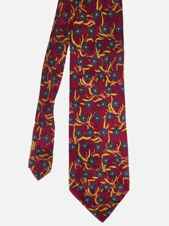 Cravate Jean Barel Paris - Soie Motif Floral - Vintage