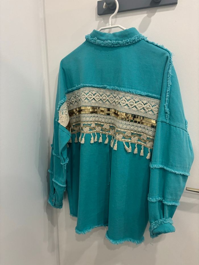 veste bleue, taille unique, flamant rose - photo numéro 7