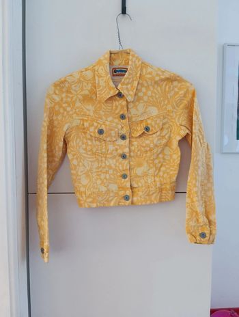 Veste jaune motifs blancs vintage taille 32