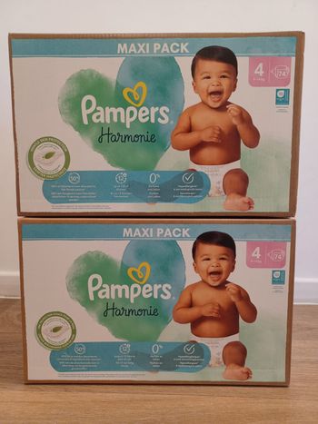 2 cartons couches Pampers Harmonie Taille 4 - carton de 74 couches