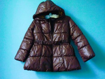 Doudoune Fille Manteau Floriane 8 ans capuche fourrure marron TBE