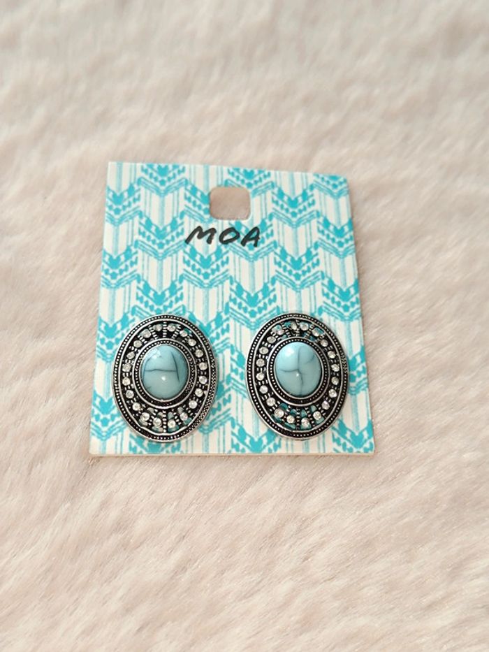 Clou d'oreille- Argenté Turquoise 🩵Moa