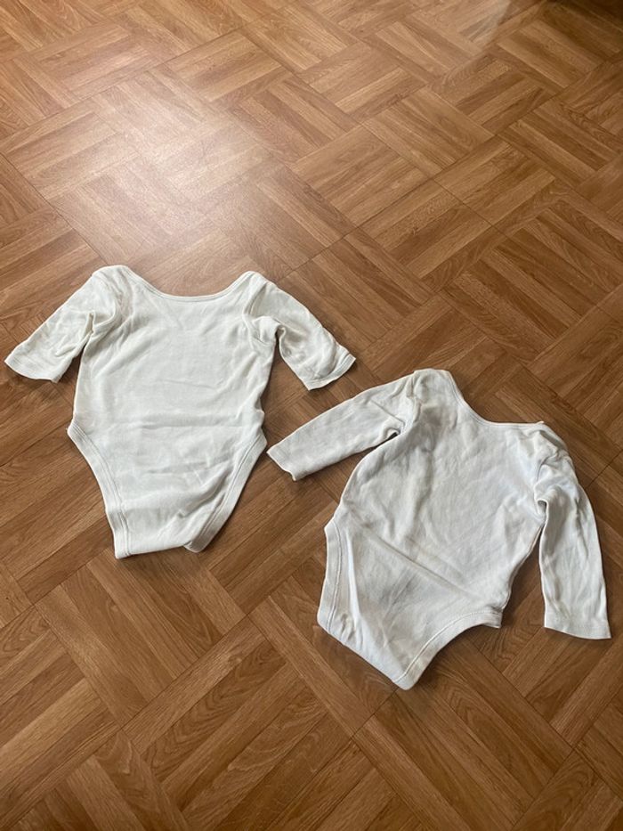 Lot de 2 body à manches longues blanc taille 9/12 mois Primark - photo numéro 5