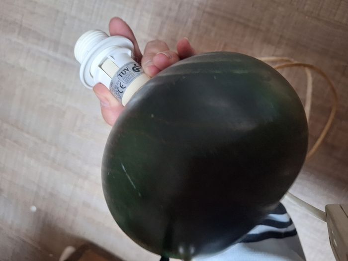 Lampes chevet verte en bois ronde - photo numéro 3