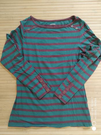 Haut manches longues vert violet rayé