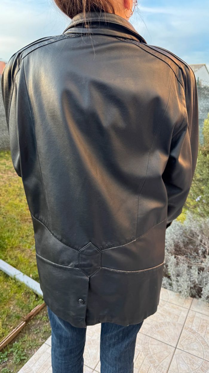 Veste blouson en véritable cuir Noir taille 42 - photo numéro 3