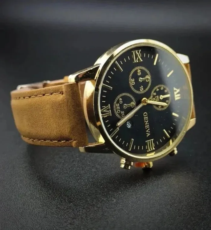 Montre brun & dorée, style vintage