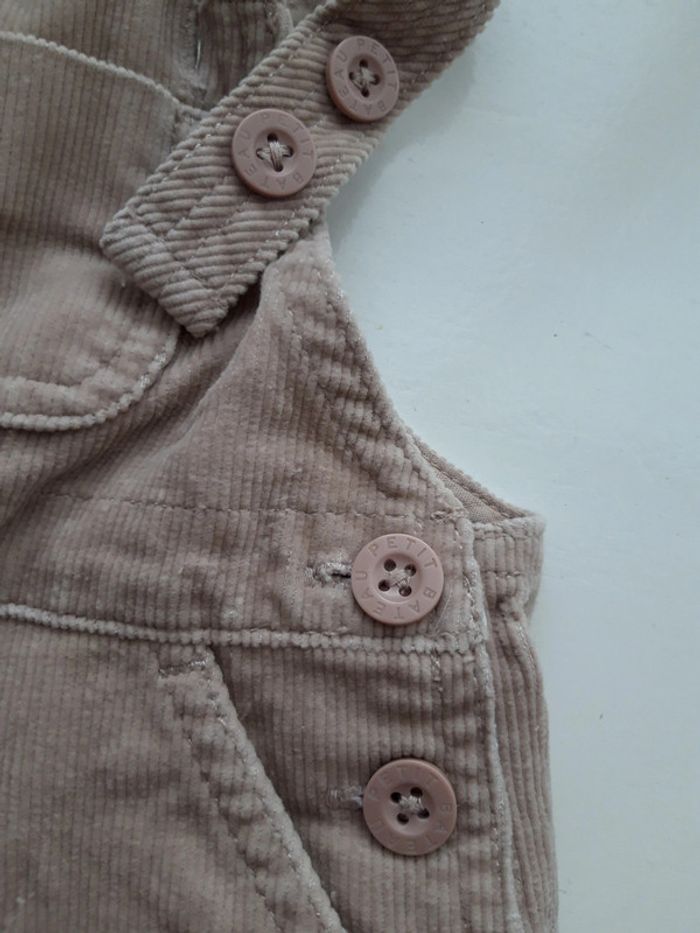 Salopette beige Petit Bateau en velours côtelé 6mois 67cm - photo numéro 3