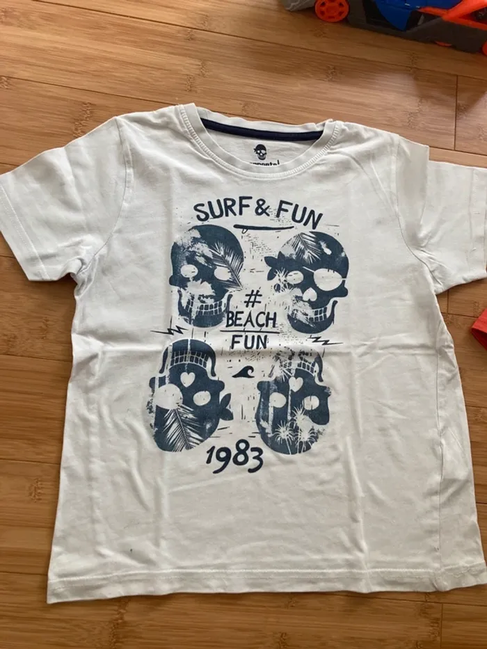 8 ans - Set de 3 t-shirt manches courtes - gris, blanc et orange - photo numéro 4