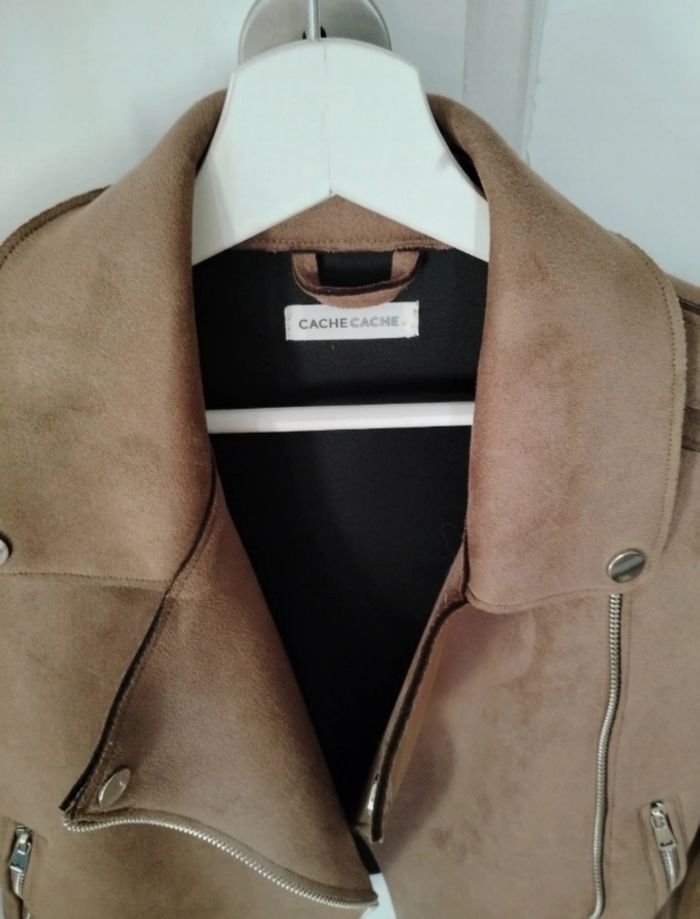 Veste perfecto beige daim - photo numéro 2