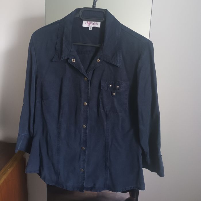 Look élégant et moderne veste chemise  marine T38 lyocell - photo numéro 7