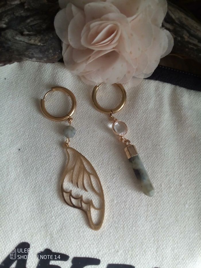 Créoles asymétriques bohèmes labradorite