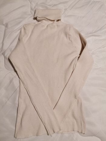 Pull fin col roulé blanc 36