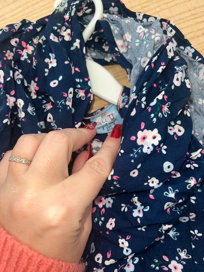 Ensemble ensemble sergent major 2 ans robe foulard collants hiver fleurs - photo numéro 3