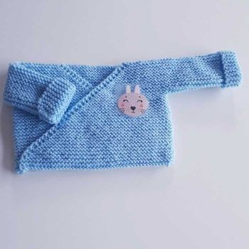 Brassière kimono bleue animal lapin