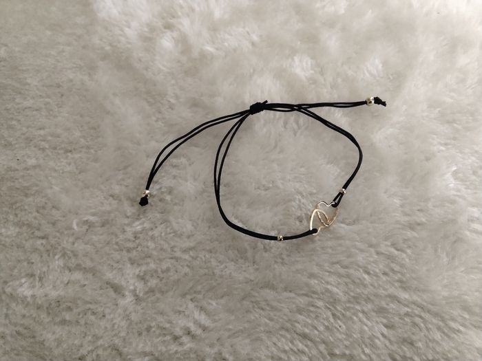 Bracelet cordon noir double coeur entrelacé