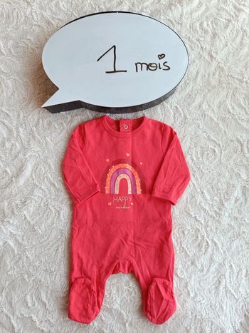 Pyjama été léger Fille 1 mois Arc en ciel happy rainbow Kiabi Eco conception 100% coton bio