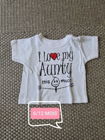 T-shirt manches courtes "i love my aunty" - 6/12 mois