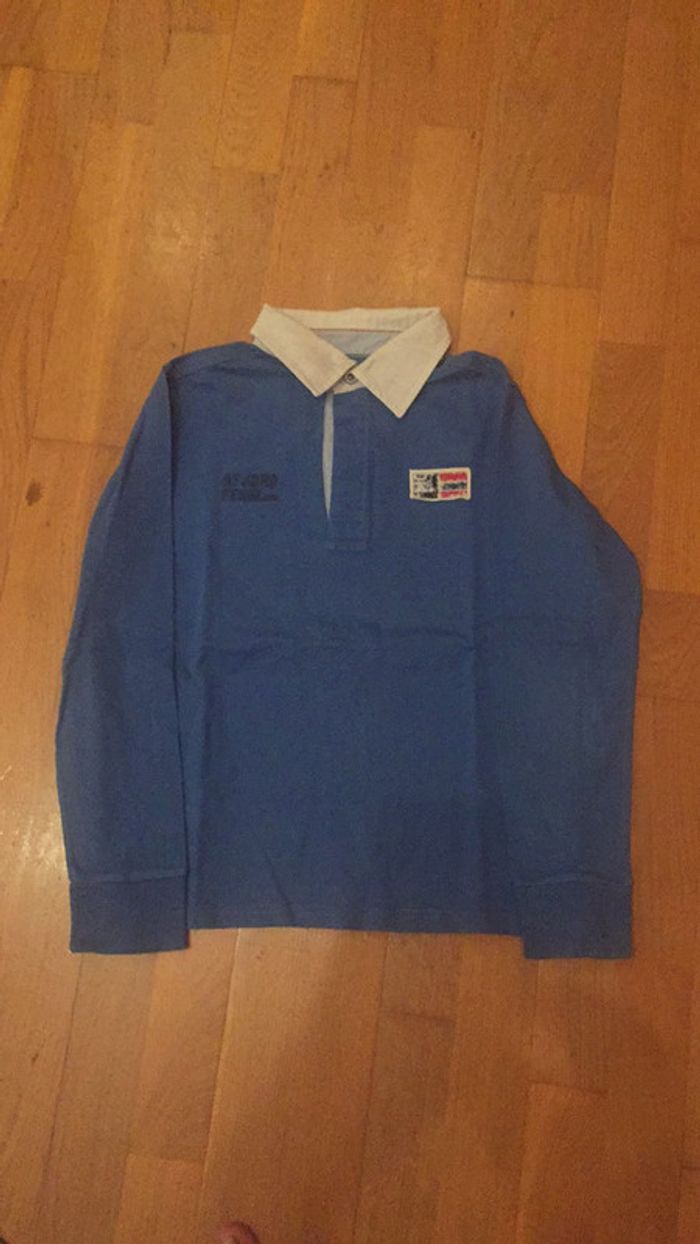 Polo bleu manches longues garçon T10 ans Okaidi