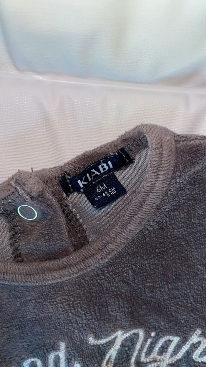 Pyjama velours gris ours mixte 6mois Kiabi - photo numéro 4