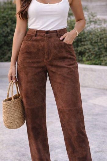 Pantalon ANDRES en cuir véritable - Marron