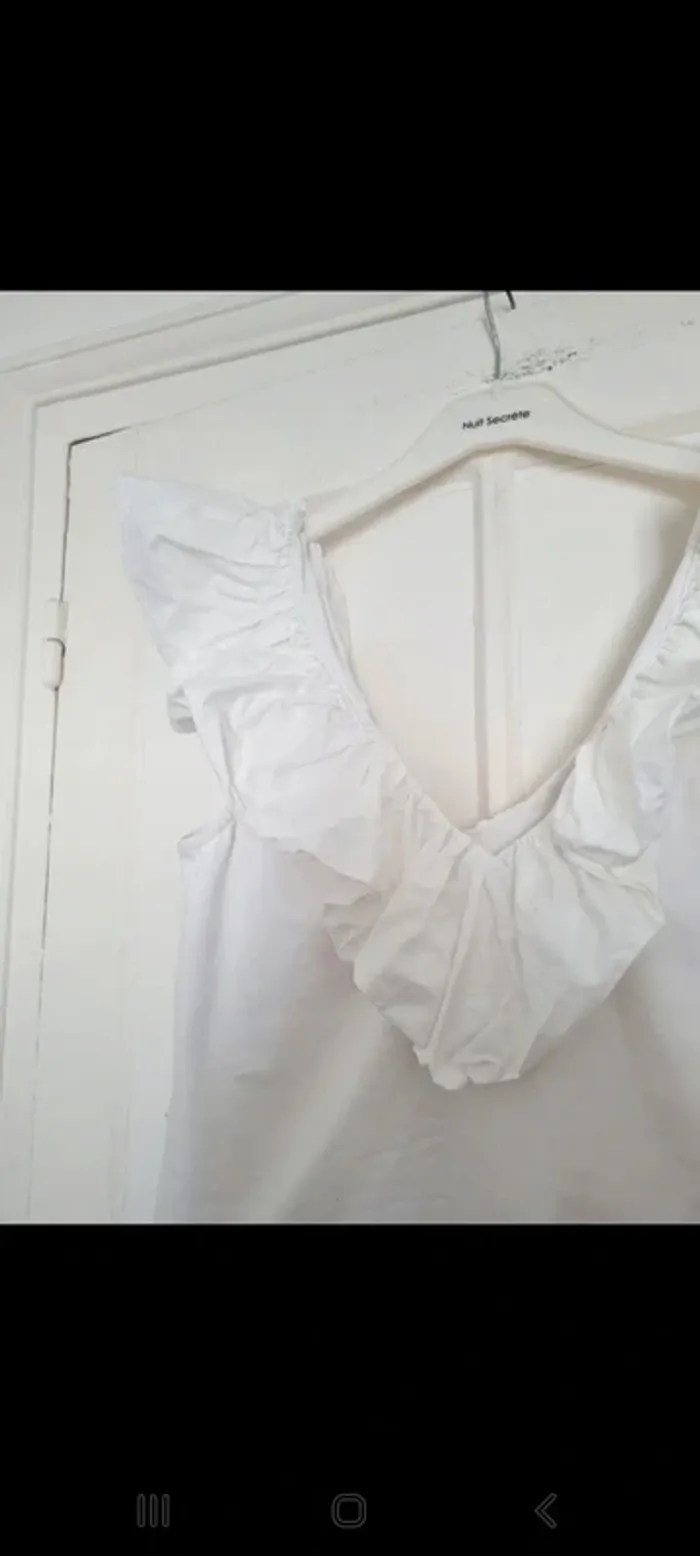 Tee-shirt blanc volant 38 h&m - photo numéro 5