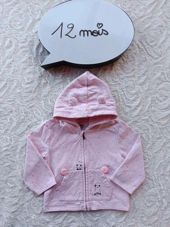 Veste gilet zippé avec capuche Fille 12 mois panda Kiabi Eco conception coton bio