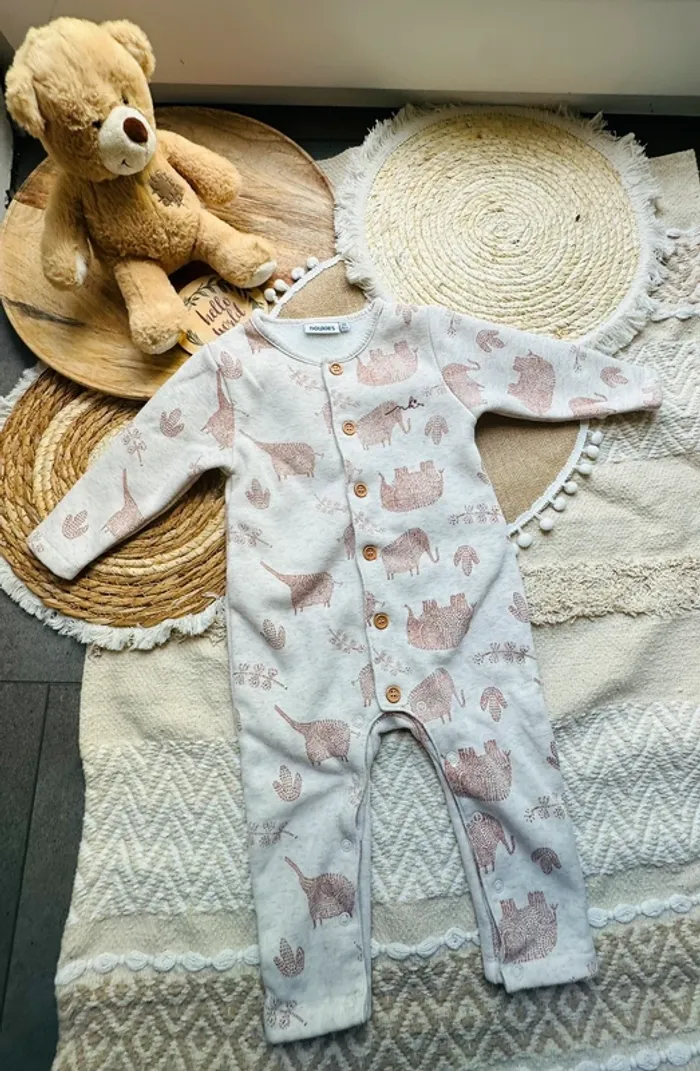 Combinaison Noukie’s 12 mois 80cm beige éléphant mixte - photo numéro 2